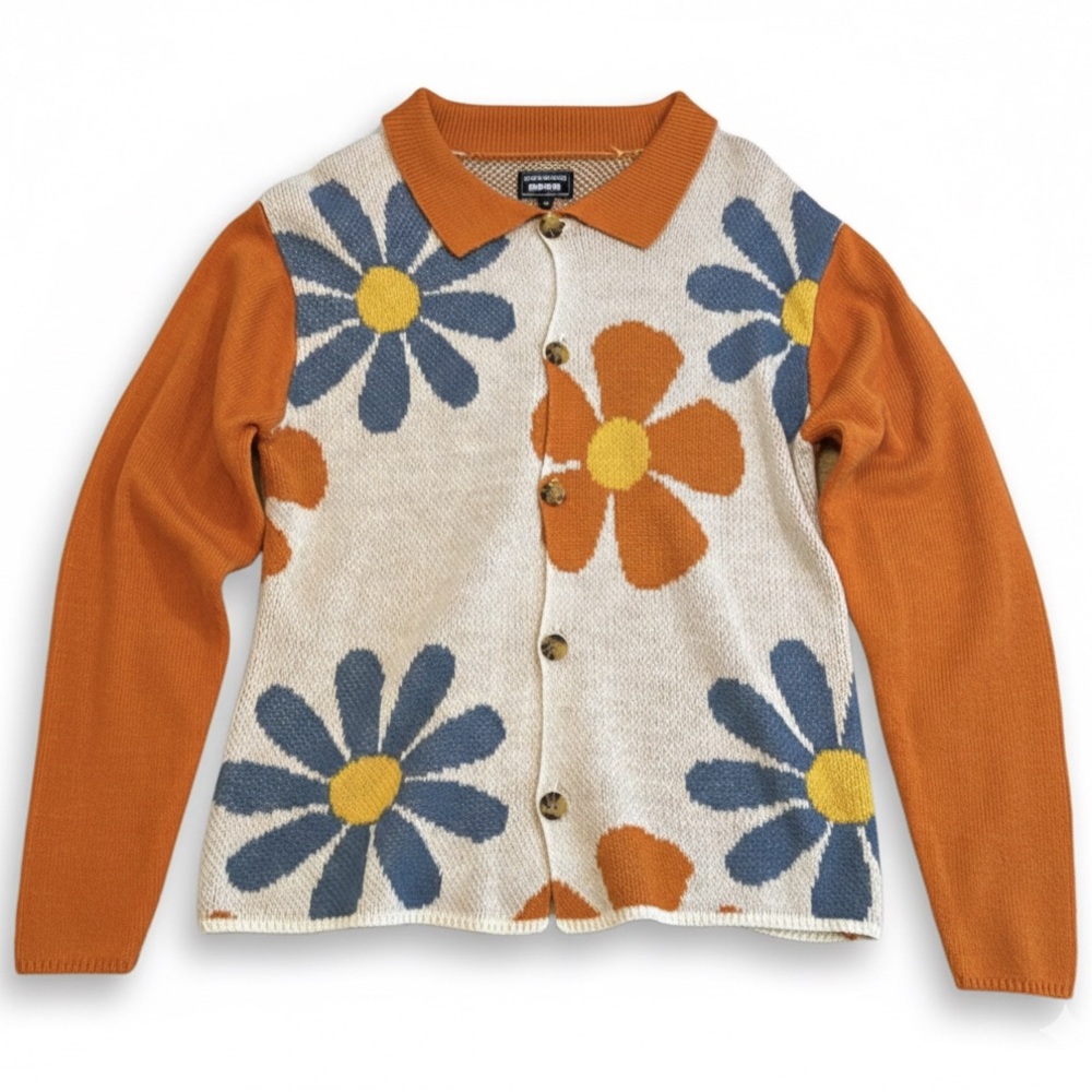 Orange Floral Men's Sweater